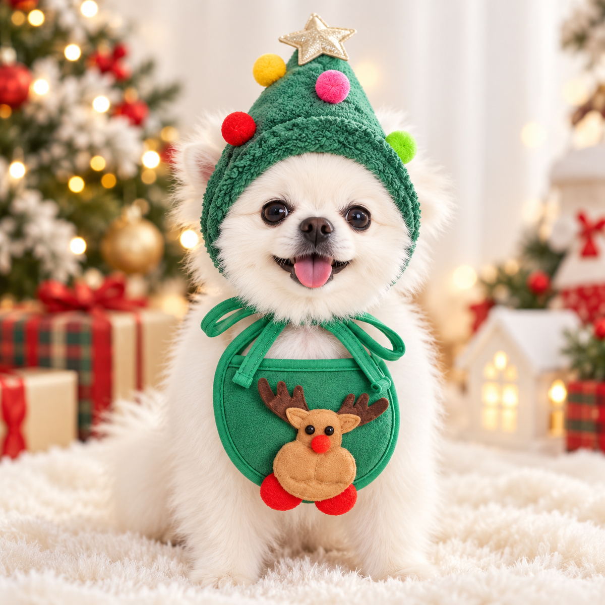 Gorrito Navideño para Mascotas con Cuello Decorativo