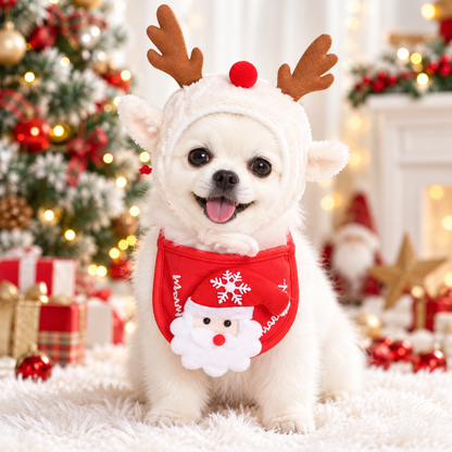 Gorrito Navideño para Mascotas con Cuello Decorativo