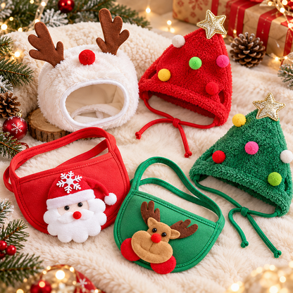 Gorrito Navideño para Mascotas con Cuello Decorativo